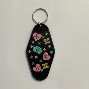 Black Heart and Bandage Keychain
